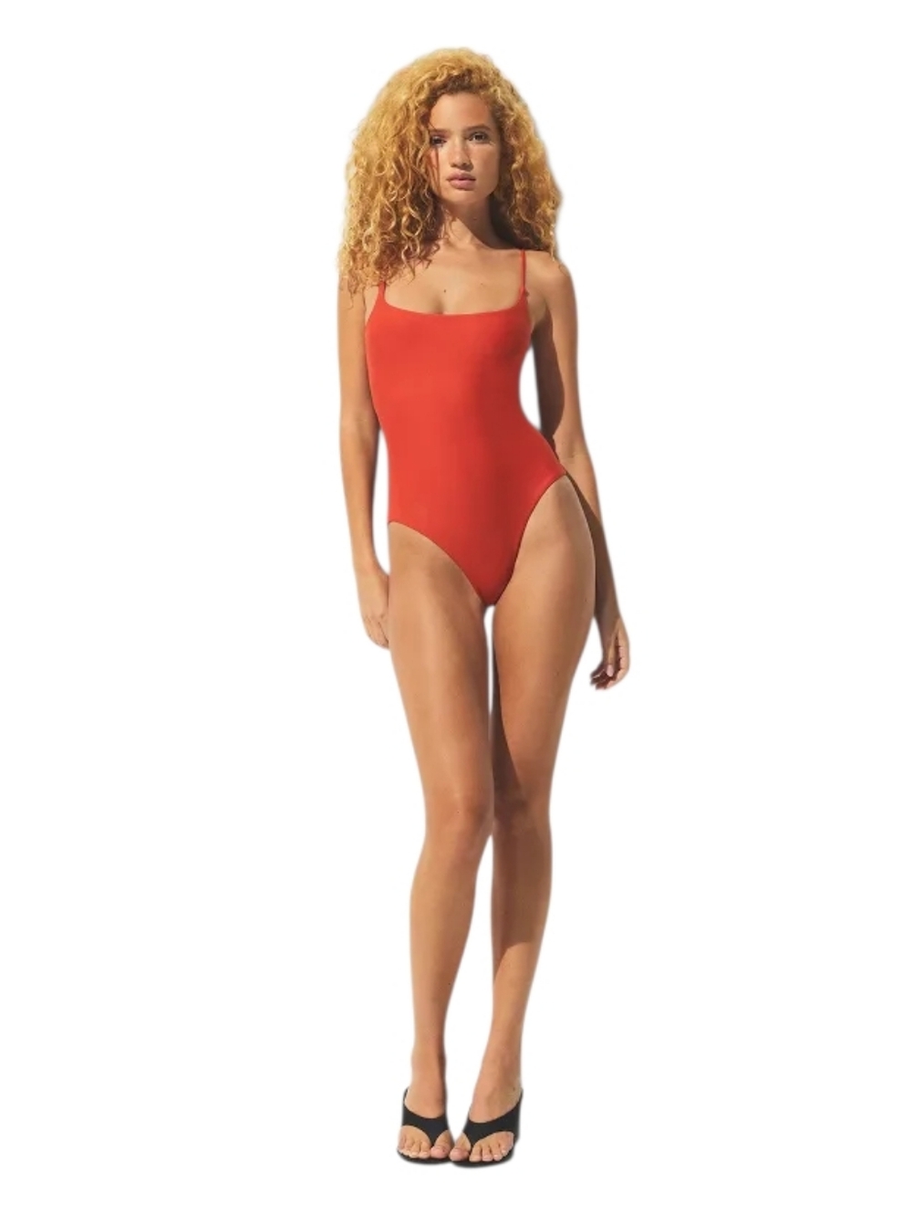 NWT SKIMS Classic Swim Square Neck Scoop One Piece Swimsuit Terra Red Small
